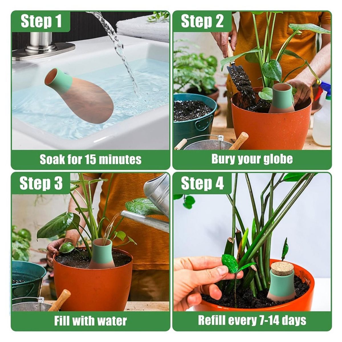Self Watering Insert - A20I 4PCS Terracotta Watering Spikes, Ollas